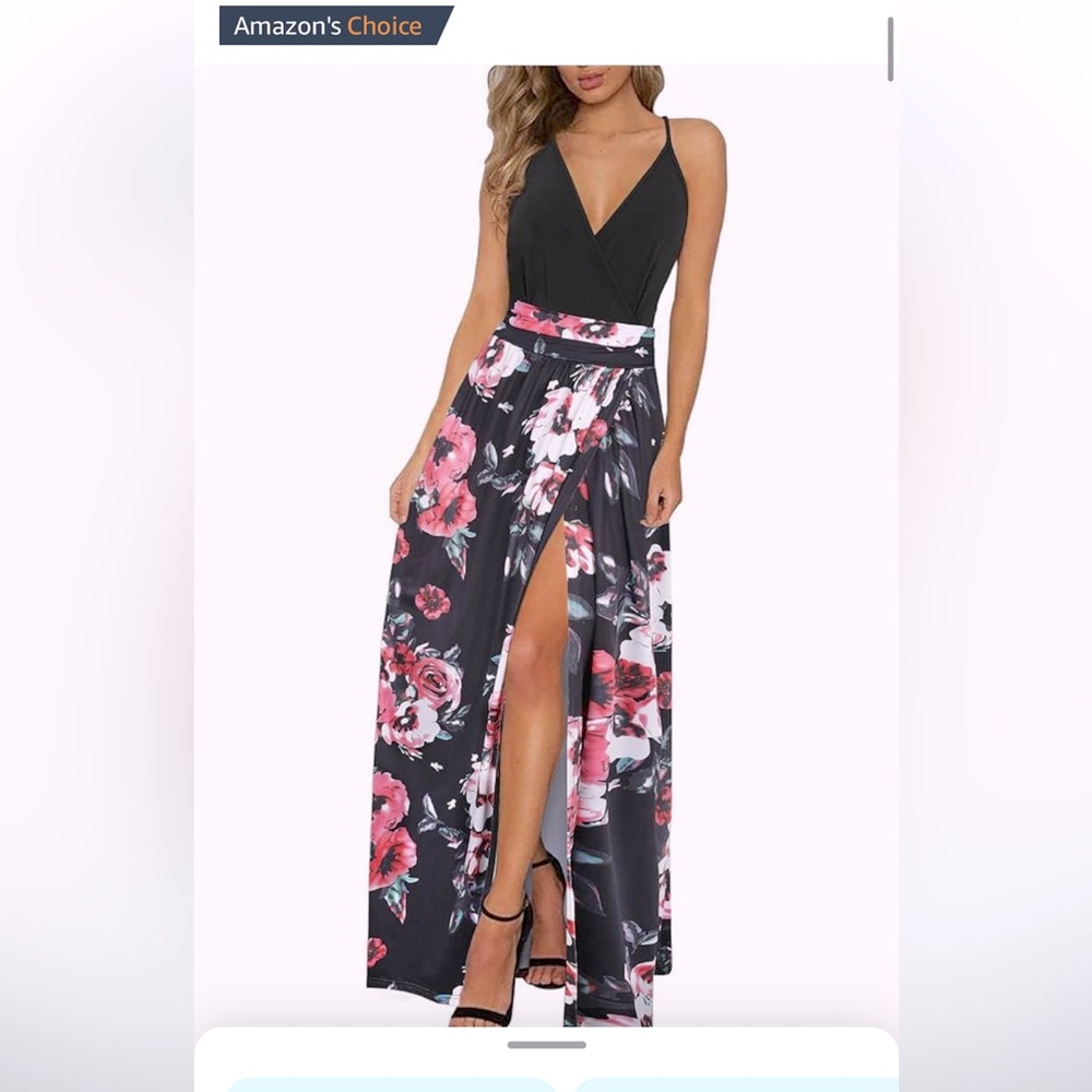 Maxi Dress Floral Spaghetti Strap Casual Boho Long Flowy Sundress